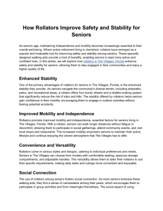 How Rollators Improve Safety and Stability for Seniors