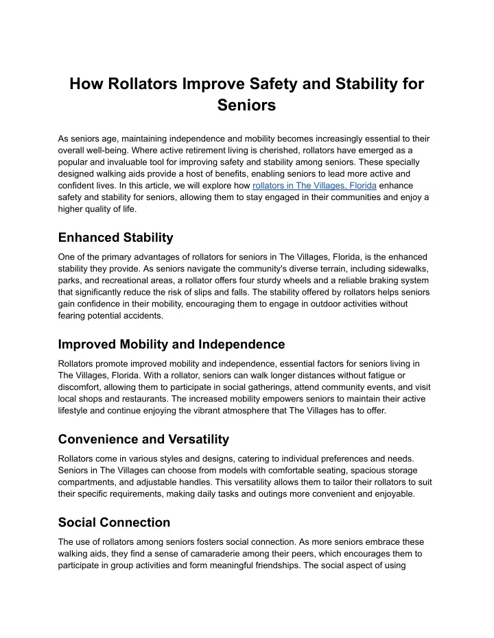 how rollators improve safety and stability