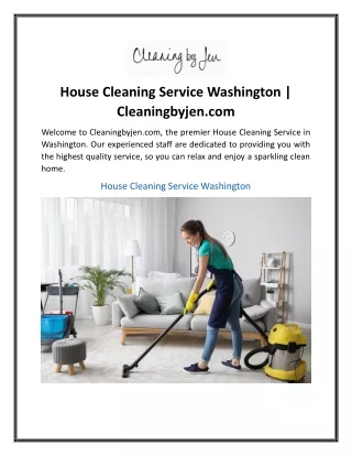 House Cleaning Service Washington  Cleaningbyjen