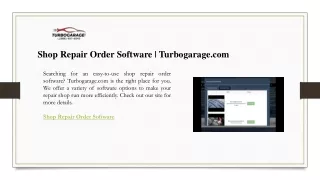 Shop Repair Order Software  Turbogarage.com