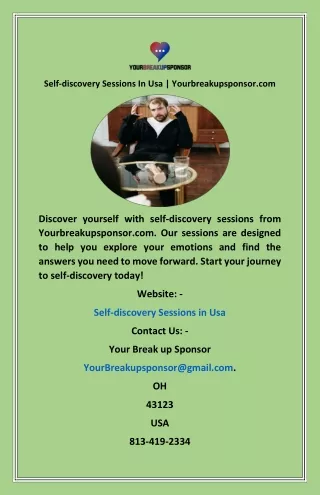 Self-discovery Sessions In Usa  Yourbreakupsponsor