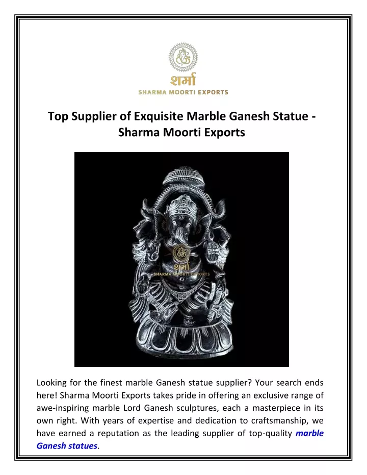 top supplier of exquisite marble ganesh statue