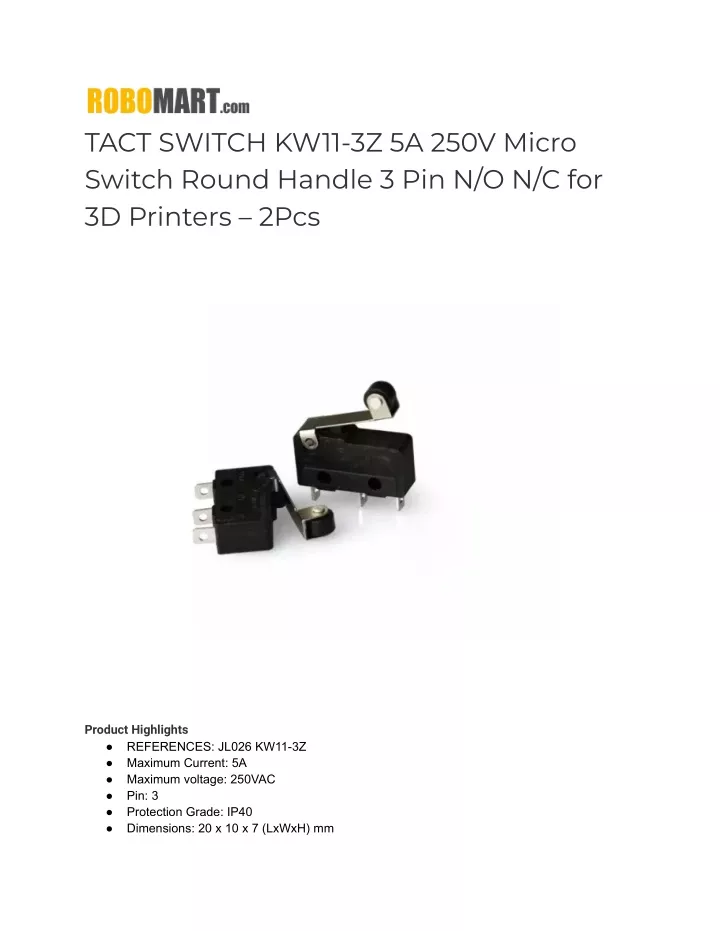 tact switch kw11 3z 5a 250v micro switch round