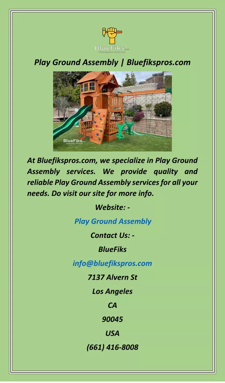 play ground assembly bluefikspros com