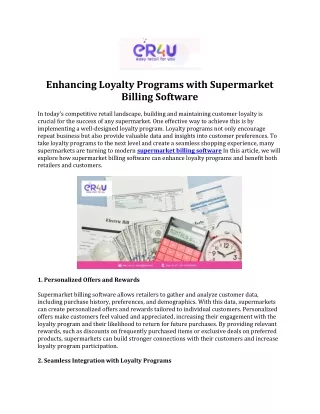 Enhancing Loyalty Programs with Supermarket Billing Software