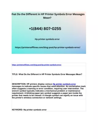 What Do the Different in HP Printer Symbols Error Messages Mean?