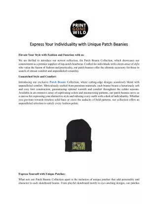 Express Your Individuality with Unique Patch Beanies