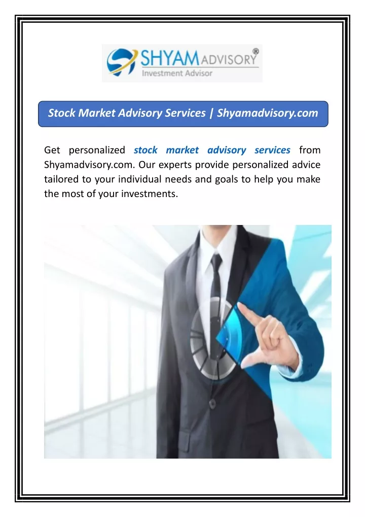 stock market advisory services shyamadvisory com