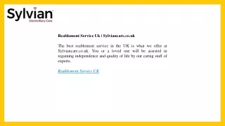 Reablement Service Uk  Sylviancare.co.uk