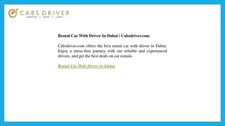 rental car with driver in dubai cabsdriver