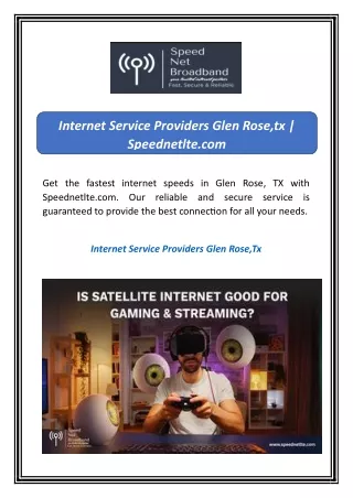 Internet Service Providers Glen Rose,tx | Speednetlte.com