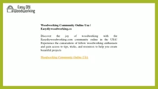Woodworking Community Online Usa  Easydiywoodworking.com