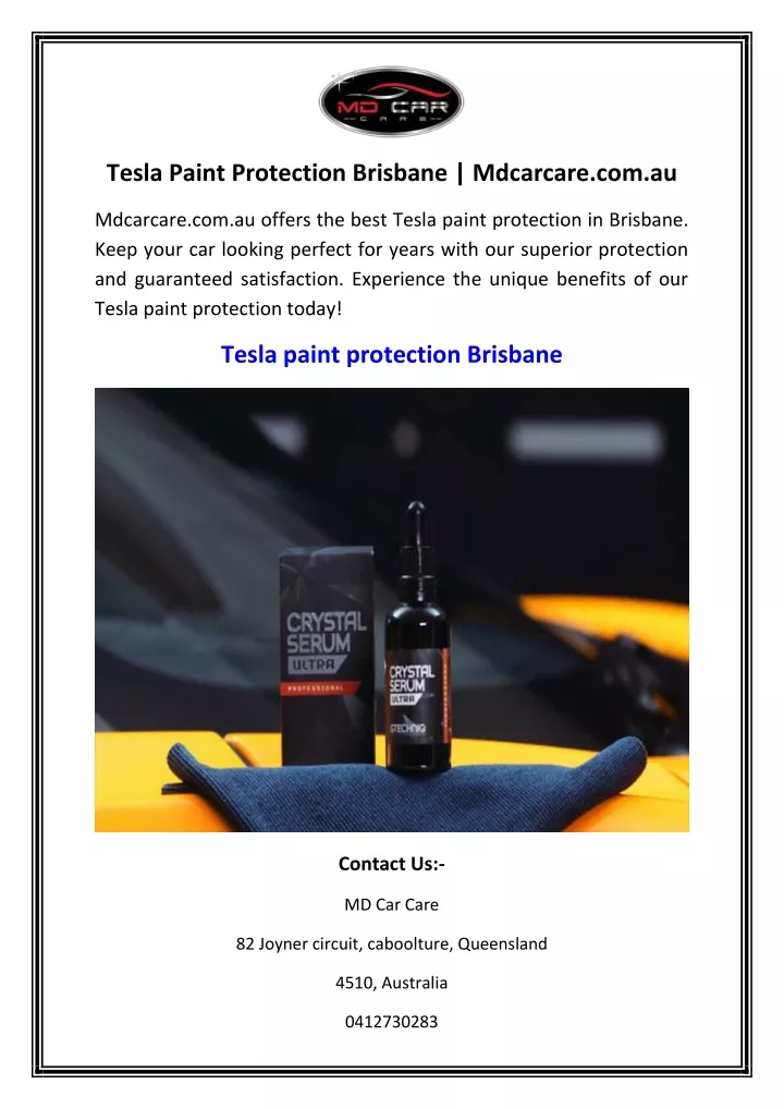 tesla paint protection brisbane mdcarcare com au