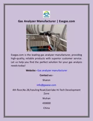 Gas Analyzer Manufacturer  Esegas