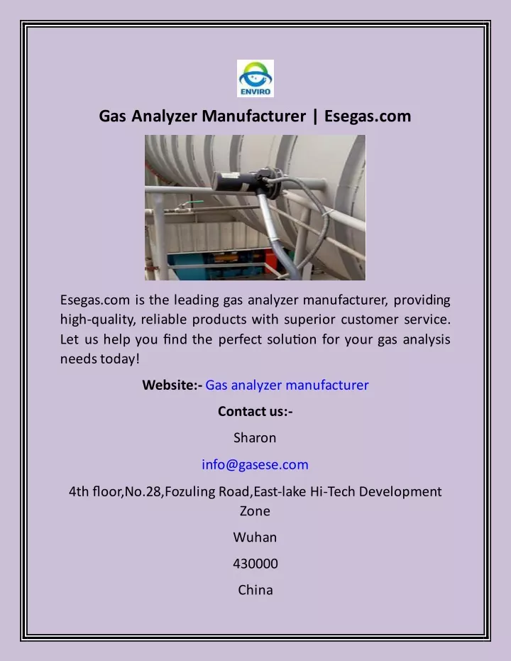 gas analyzer manufacturer esegas com