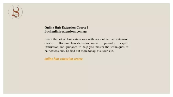 online hair extension course