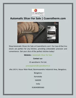 Automatic Slicer For Sale  Csaerotherm
