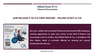Job Vacancy In CA Firm Indore - MILIND NYATI & CO