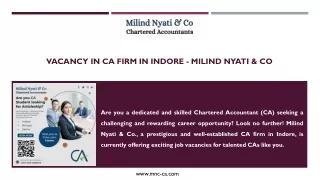 Vacancy In CA Firm In Indore - MILIND NYATI & CO