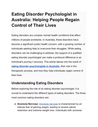 Eating Disorder Psychologist in Australia_ Helping People Regain Control of Their Lives