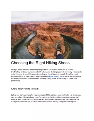 Choosing the Right Hiking Shoes