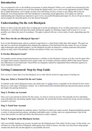 Get going with On-line Blackjack: Suggestions for novices