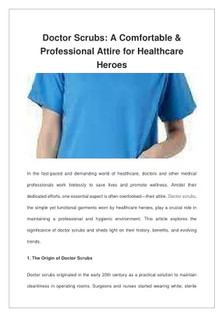 Doctor Scrubs A Comfortable & Professional Attire for Healthcare Heroes