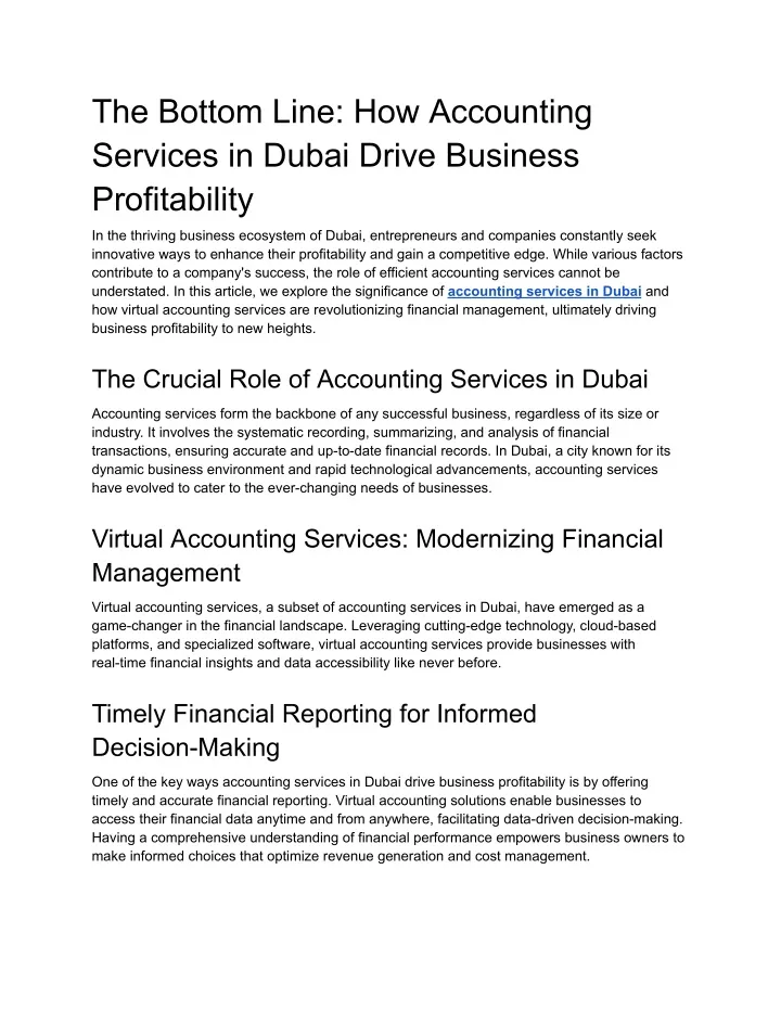 the bottom line how accounting services in dubai