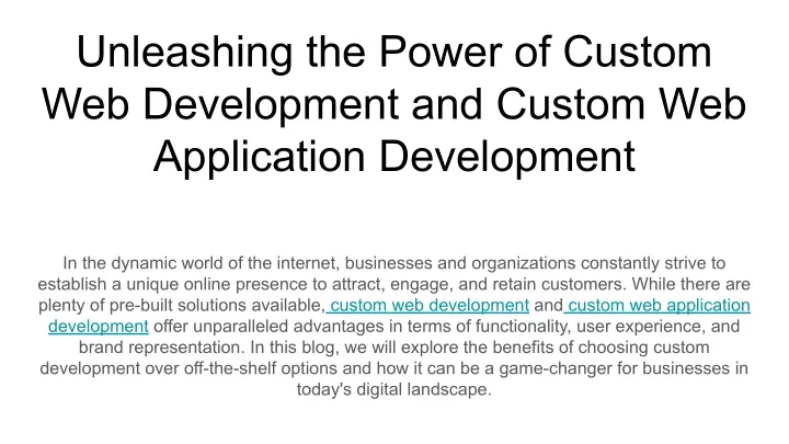 unleashing the power of custom web development