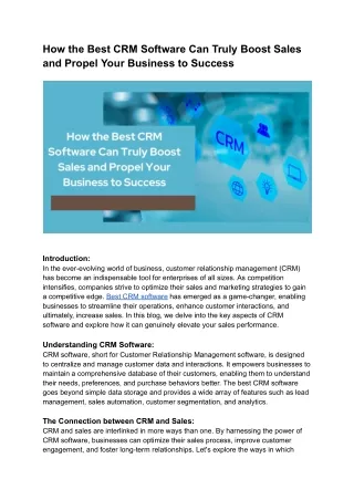 How the Best CRM Software Can Truly Boost Sales and Propel Your Business to Success