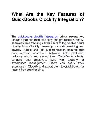 What Are the Key Features of QuickBooks Clockify Integration