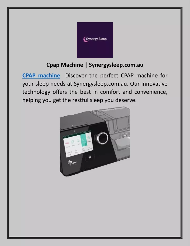 cpap machine synergysleep com au