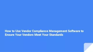 Vendor Compliance Management software