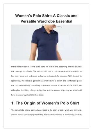Women’s Polo Shirt A Classic and Versatile Wardrobe Essential