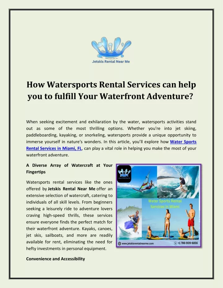 how watersports rental services can help