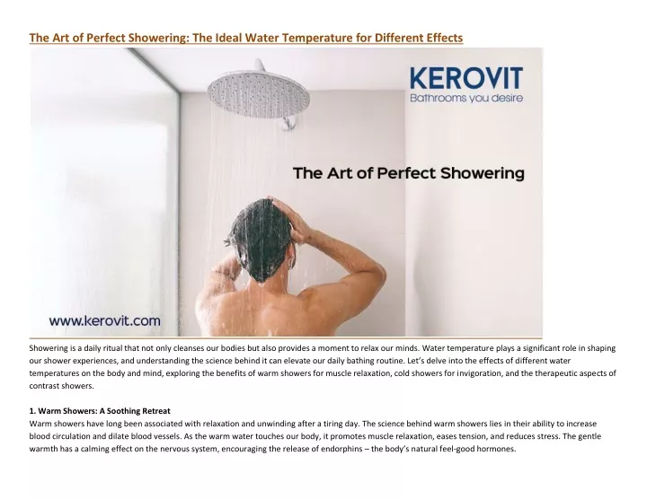 the art of perfect showering the ideal water