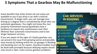 5 Symptoms That a Gearbox May Be Malfunctioning