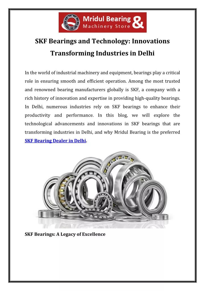 skf bearings and technology innovations