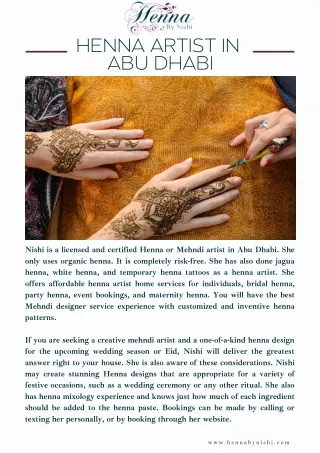 Henna Artist in Abu Dhabi | Henna By Nishi
