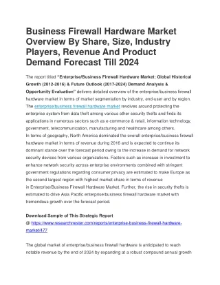 business firewall hardware market overview
