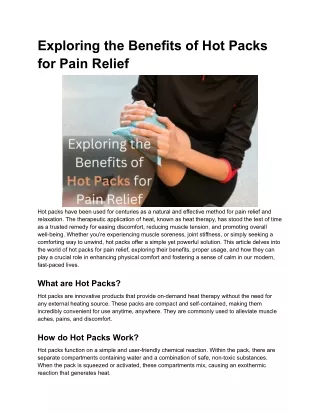 Exploring the Benefits of Hot Packs for Pain Relief