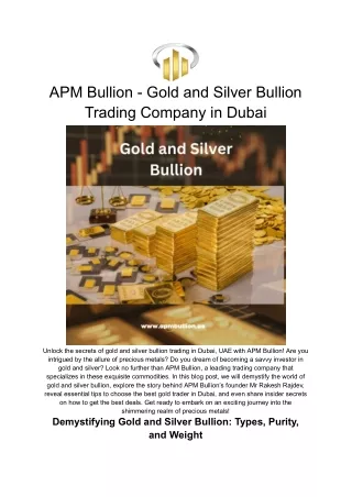 APM Bullion Online Presentations Channel