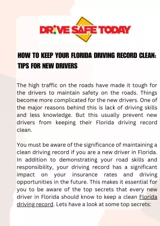 How to Keep Your Florida Driving Record Clean Tips for New Drivers