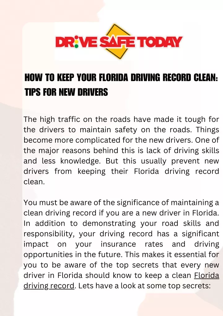how to keep your florida driving record clean