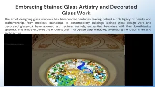 Embracing Stained Glass Artistry and Decorated Glass Work