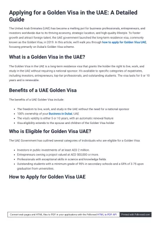 Apply for Golden Visa UAE