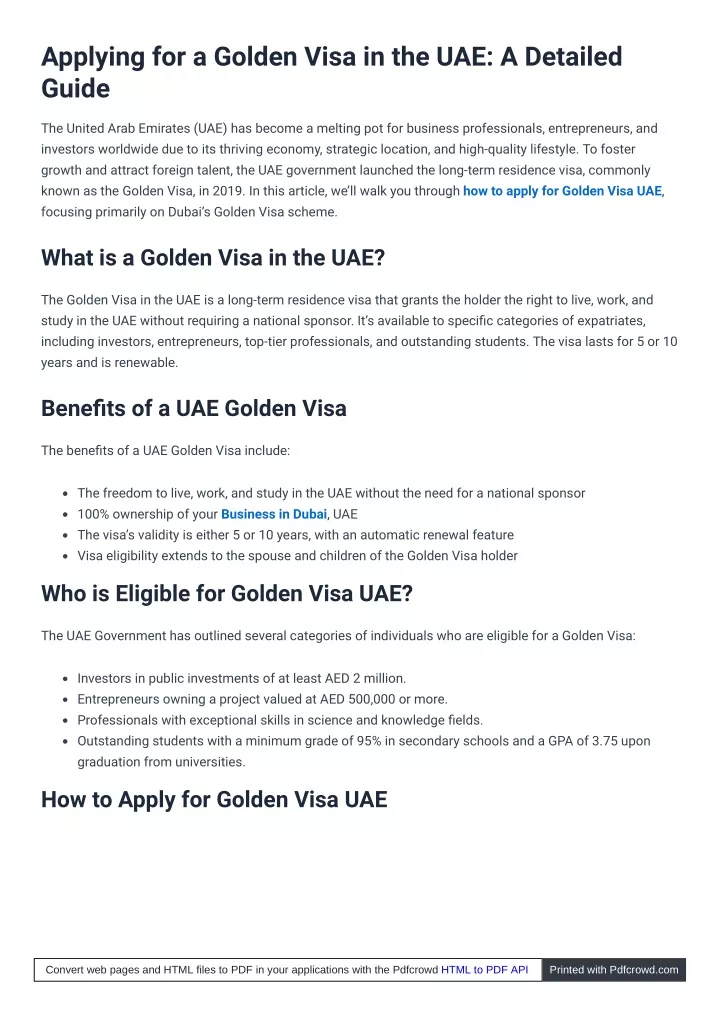applying for a golden visa in the uae a detailed