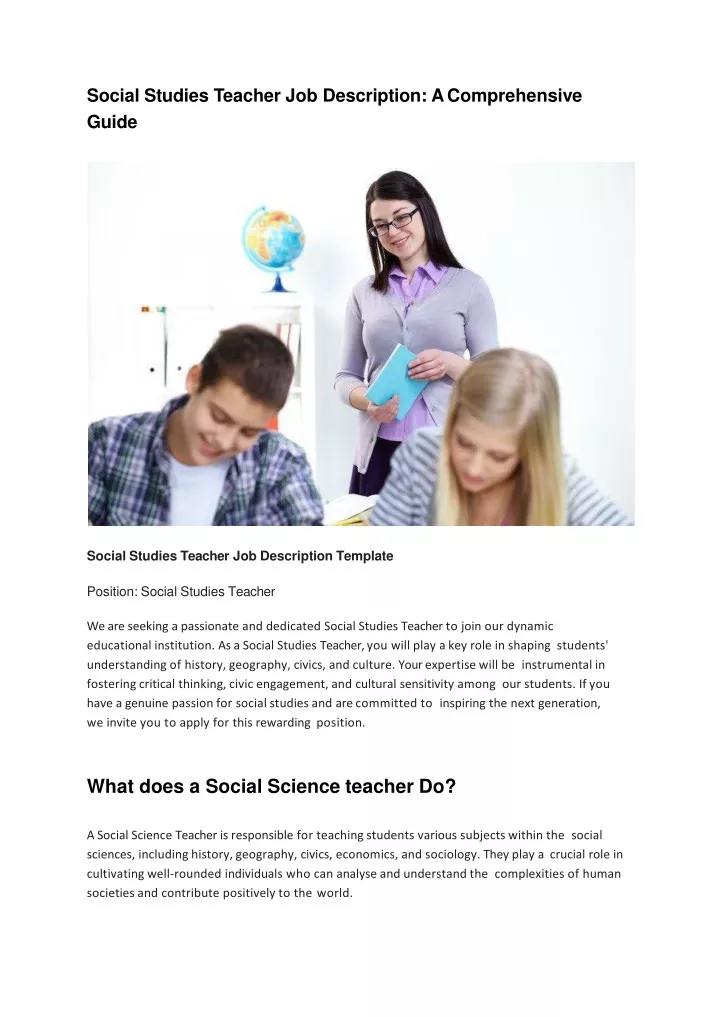 social studies teacher job description