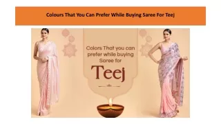 Colours That You Can Prefer While Buying Saree For Teej