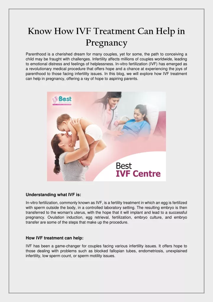 know how ivf treatment can help in pregnancy